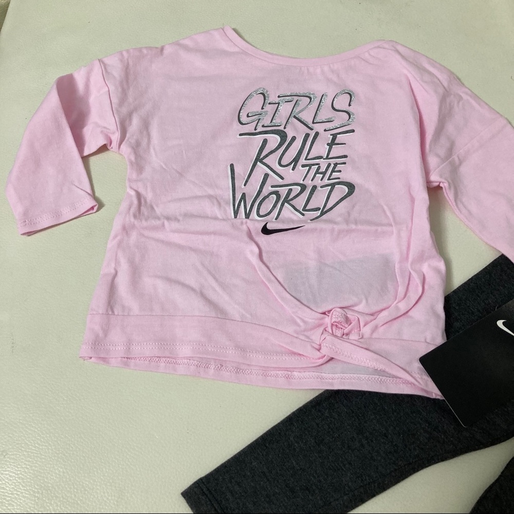Nike baby girl cute pink run the world leggings set 4029 - Picture 2 of 8